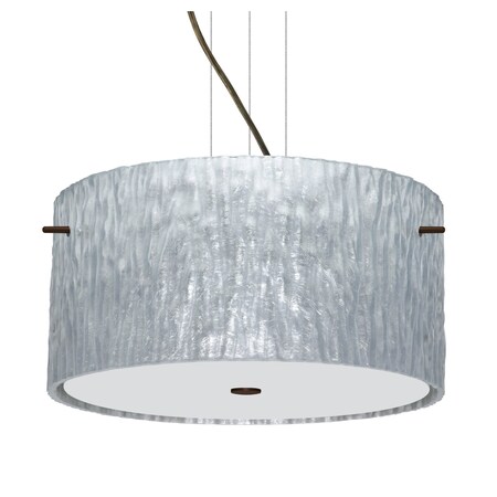 Besa Lighting Tamburo 16 Cable Pendant, Stone Silver Foil, Bronze Finish, 3x100W Incandescent 1KV-4008SS-BR
